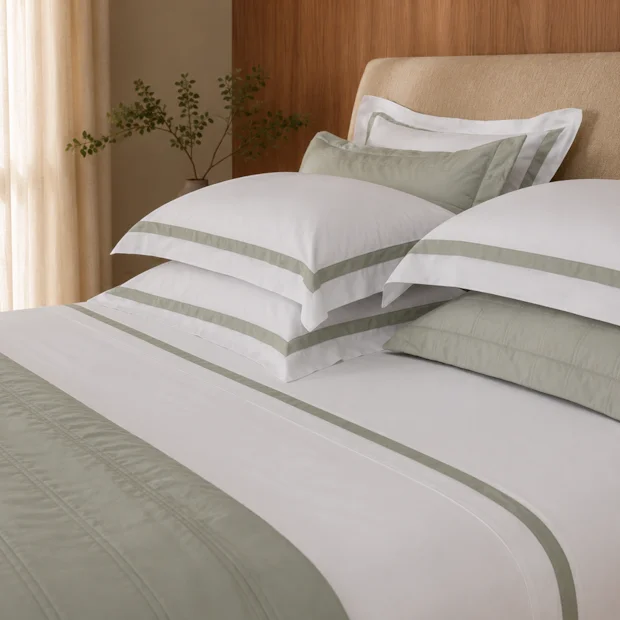 [9 PIEZAS] Juego de Cama Completo con Acolchado – Algodón Egipcio y Satén de 300 Hilos