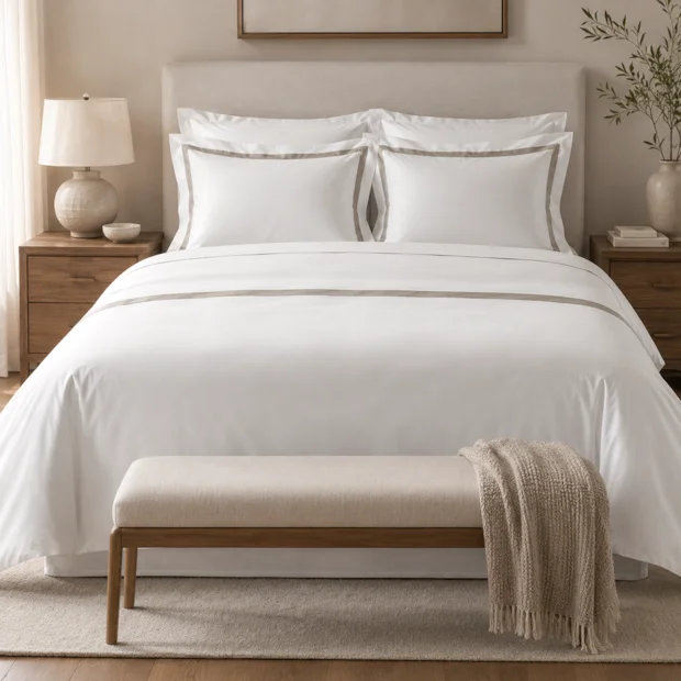 [9 PIEZAS] Juego de Cama Completo con Acolchado – Algodón Egipcio y Satén de 300 Hilos