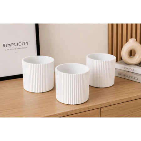 Kit de 3 Floreros Decorativos Acanalados – Diseño Moderno