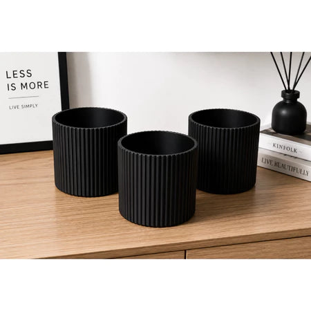 Kit de 3 Floreros Decorativos Acanalados – Diseño Moderno