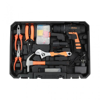 [112 PIEZAS] Kit de Herramientas Profesional con Taladro Inalámbrico de 12V y Valija + 2 Linterna frontal de regalo
